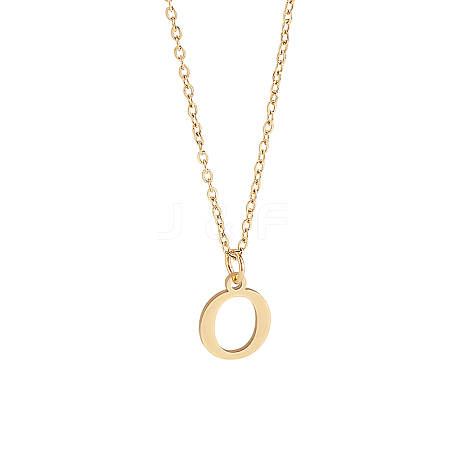 304 Stainless Steel Letter Pendant Necklaces NJEW-LP0001-53O-G-1