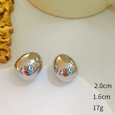 Oval Alloy Stud Earrings WG64463-20-1