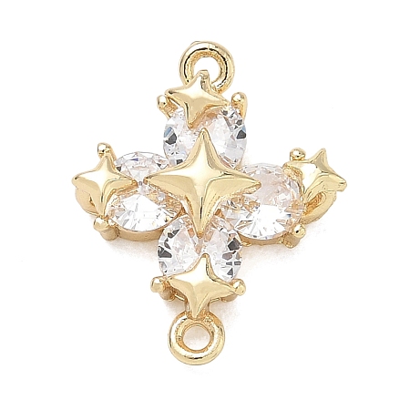 Brass Pave Clear Cubic Zirconia Connector Charms CU-G605-01G-1