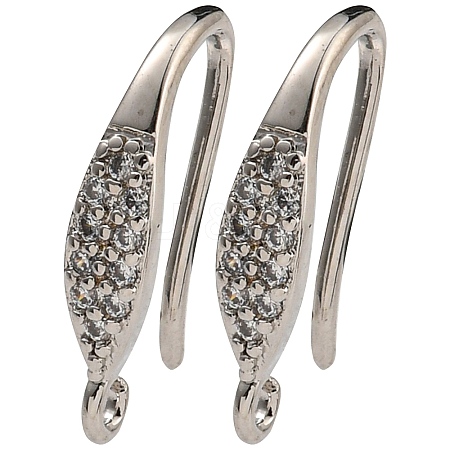 Brass Micro Pave Clear Cubic Zirconia Earring Hooks KK-R149-21P-1