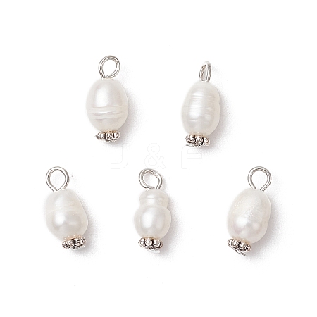Natural Cultured Freshwater Pearl Rice Pendants PALLOY-JF03922-01-1