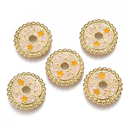 Brass Enamel Beads KK-B023-02G-D-1