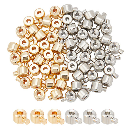 ARRICRAFT 60Pcs 2 Colors Brass Crimp Beads KK-AR0003-88-1