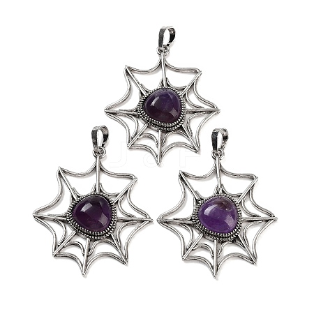 Natural Amethyst Spider Web Pendants X-G-Q163-09AS-08-1