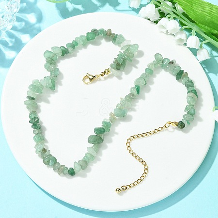 Natural Green Aventurine Chips Beaded Necklace NJEW-FZ00004-03-1