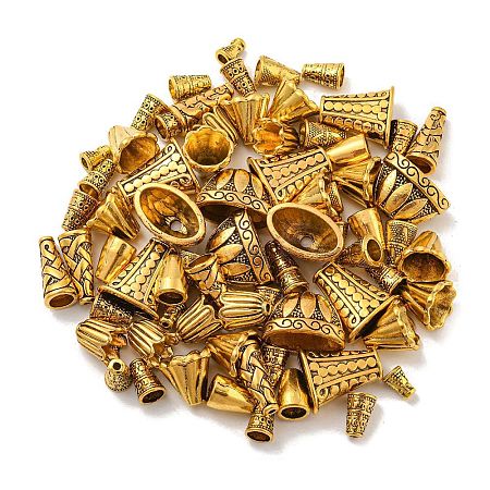 72pcs 10 style Tibetan Style Alloy Bead Cap & Cone TIBE-YW0001-57-1