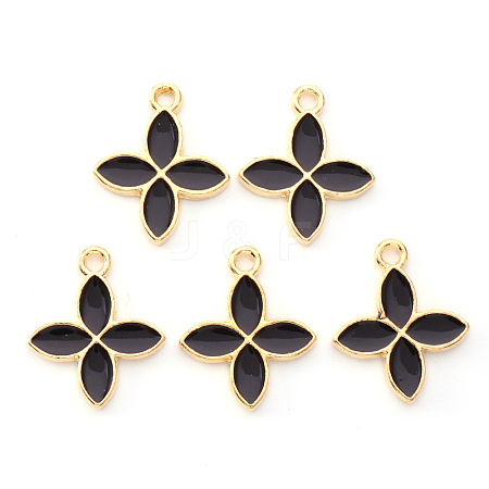 Light Gold Plated Alloy Enamel Pendants ENAM-R136-15D-1