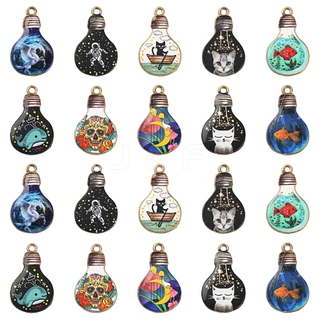 50Pcs 10 Styles Rack Plating Alloy Enamel Pendants ENAM-CJ0003-10-1