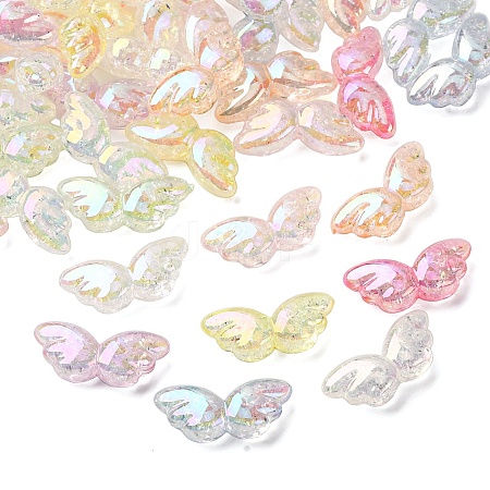 UV Plating Transparent Crackle Acrylic Beads OACR-G052-10C-1