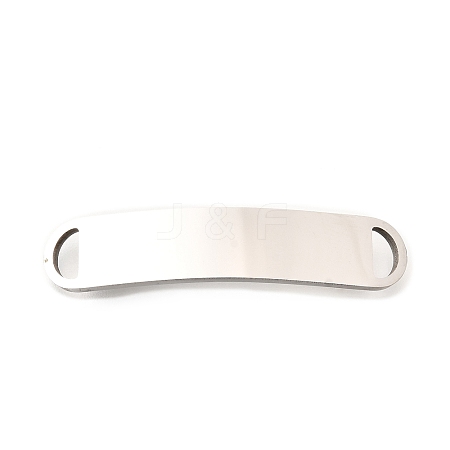 201 Stainless Steel Curved Rectangle Connector Charms STAS-R166-07P-1