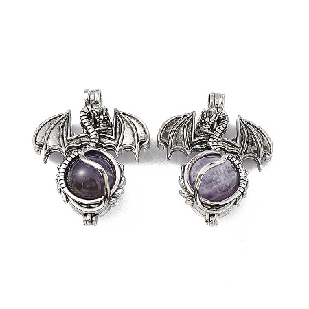 Natural Amethyst Pendants G-P491-02AS-02-1