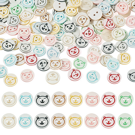 200Pcs 2-Hole Resin Buttons BUTT-TA0001-60C-1