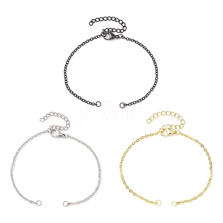 3Pcs 3 Colors Stainless Steel Cable Chain Bracelet Making AJEW-JB01231-1