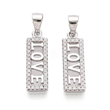 925 Sterling Silver Micro Pave Clear Cubic Zirconia Heart Hamsa Hand Pendants STER-N016-101P-1