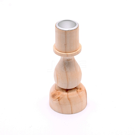 Natural Pine Wood Candle Holder AJEW-WH0155-92-1