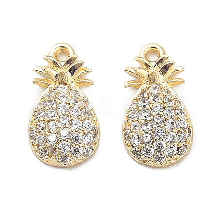 Brass Micro Pave Clear Cubic Zirconia Charms KK-C054-22G-1