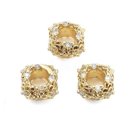 Brass Micro Pave Cubic Zirconia European Beads KK-Q006-40G-1