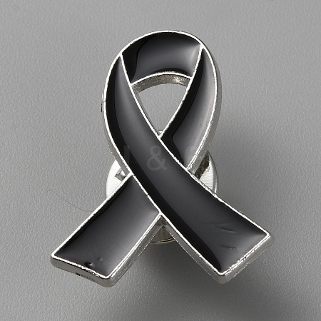 Mourning Ribbon Enamel Pins JEWB-WH0022-88E-1