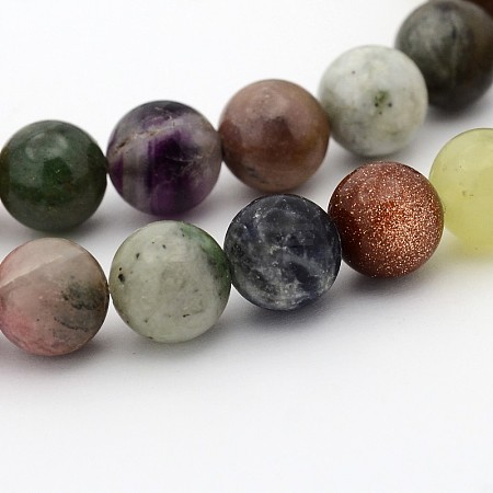 Natural & Synthetic Mixed Gemstone Beads Strands G-P070-26-10mm-1