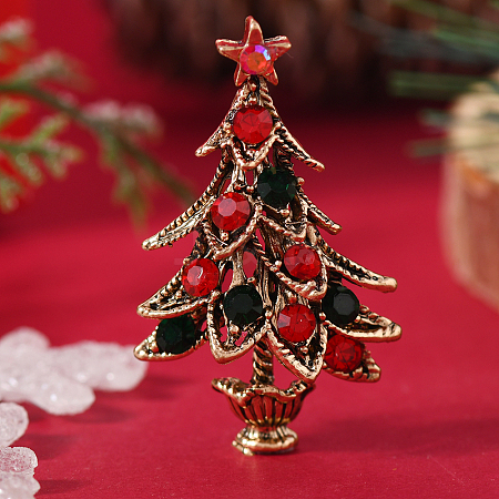 Christmas Theme Zinc Alloy Rhinestone Brooches for Backpack Clothes LK8386-9-1