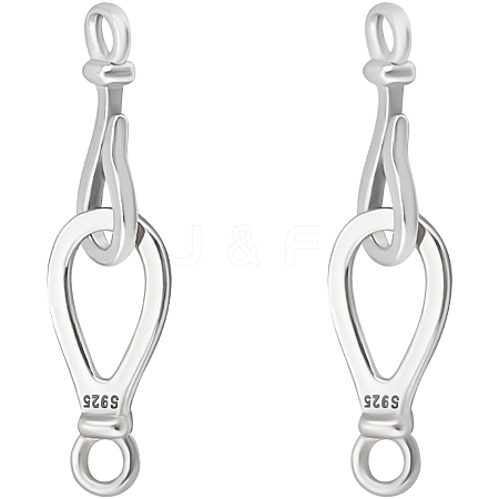 2 Sets 925 Sterling Silver Hook Clasps STER-BBC0007-98-1