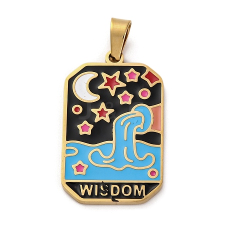 Ion Plating(IP) 304 Stainless Steel Enamel Pendants STAS-Q003-01G-013-1