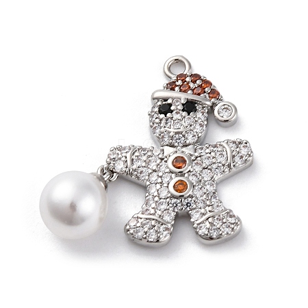 Santa Claus Brass Micro Pave Cubic Zirconia Pendants KK-Q010-03P-1