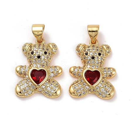 Brass Micro Pave Cubic Zirconia Pendants KK-K258-24H-G-RS-1