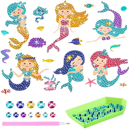 DIY Mermaid Diamond Painting Sticker Kits DIAM-PW0001-188J-1