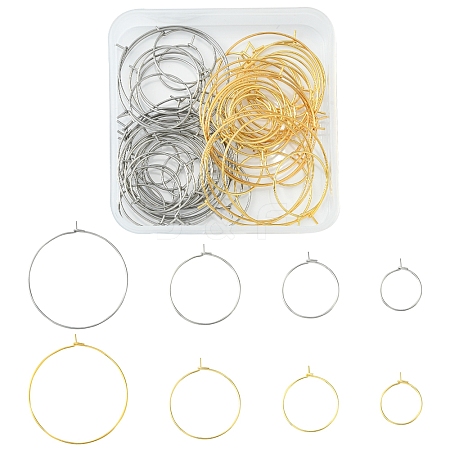 64Pcs 8 Style 316 Surgical Stainless Steel Hoop Earring Findings STAS-FS0001-33-1