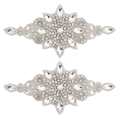 Flower Hotfix Rhinestone Appliques PATC-WH0008-83A-1