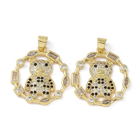 Rack Plating Brass Micro Pave Cubic Zirconia Pendants KK-K341-54G-03-1