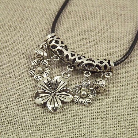 Jewelry Miao Yin Cang Yin Rose Hollow Bend Black Leather Rope Little Fish Lotus Female Short Necklace IZ4680-10-1