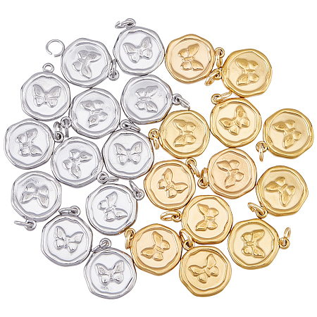 24Pcs 2 Colors 304 Stainless Steel Pendants STAS-HS0001-90A-1