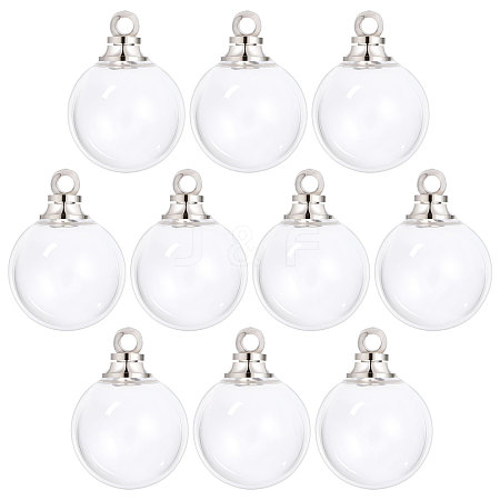 10Pcs Screwable Alloy Transparent Glass Pendants GLAA-CA0001-61-1