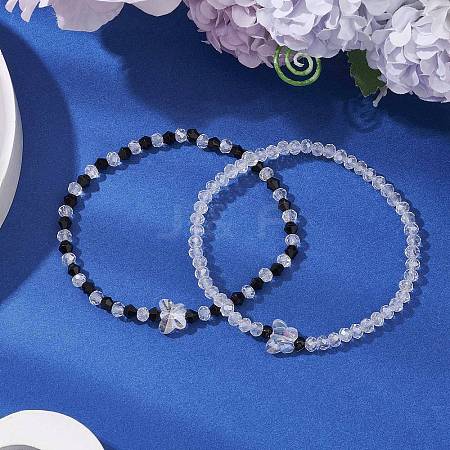 2Pcs Glass Beads Stretch Bracelets for Women BJEW-JB11395-1