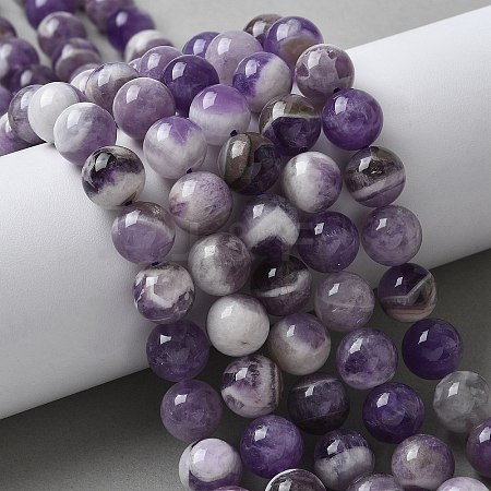 Round Natural Chevron Amethyst Bead Strands G-S380-01A-1