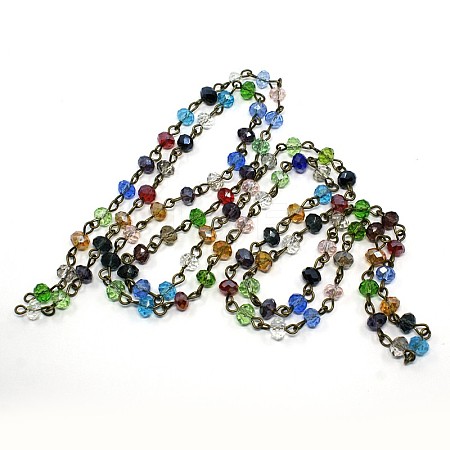 Handmade Glass Faceted Rondelle Beads Chains AJEW-PH00498-04-1