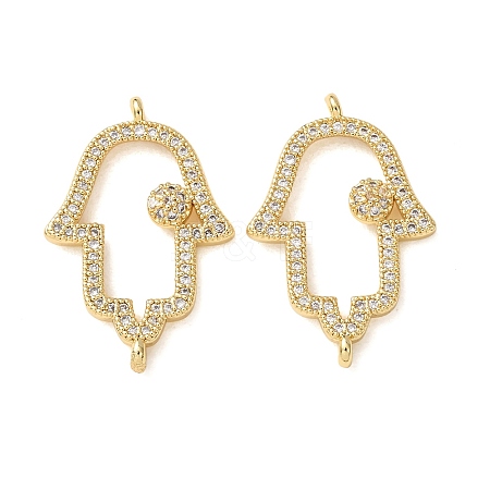 Brass Micro Pave Clear Cubic Zirconia Connector Charms CU-CBA4579-10G-A-1