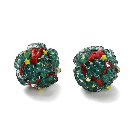 Christmas Theme Polymer Clay Rhinestone Beads with Resin RESI-Z045-01B-1