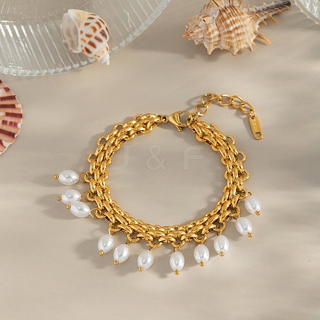 304 Stainless Steel Charm Bracelets BJEW-C129-02G-1
