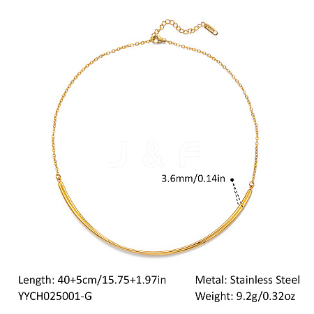 Minimalist 304 Stainless Steel Curved Stick Choker Necklaces for Women KY3347-1-1