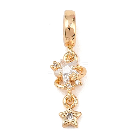 Brass Pave Clear Cubic Zirconia European Dangle Charms KK-K407-37G-1