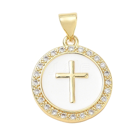 Religion Cross Brass Micro Pave Clear Cubic Zirconia Pendants CU-CBA83A6-03B-G02-1
