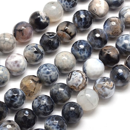 Dyed Natural Agate Faceted Round Beads Strands G-E269-06-1