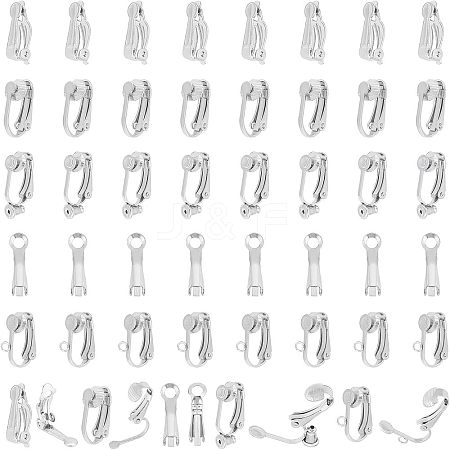 Unicraftale 50Pcs 5 Style 201 & 304 Stainless Steel Clip-on Earring Converters Findings STAS-UN0038-19-1