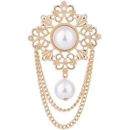 1Pc Flower ABS Plastic Imitation Pearl Brooches JEWB-CP0001-57A-1