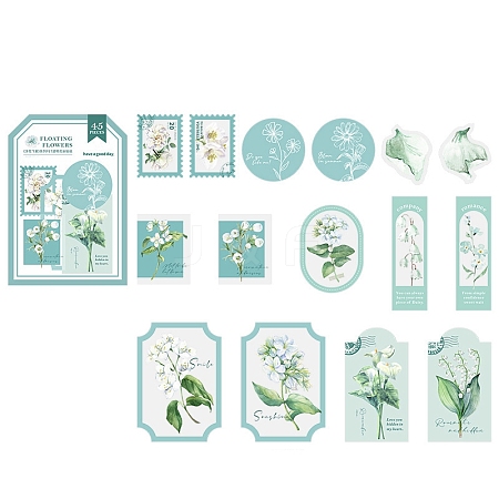 45Pcs 15 Styles Flower Theme PET Sticker PW-WG710D4-02-1