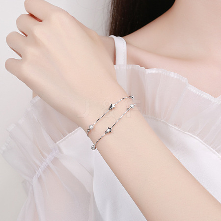 925 Sterling Silver Box Chain Multi-strand Bracelets FS-WGFF458-01-1