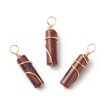 Natural Mahogany Obsidian Pendants PALLOY-JF01817-04-1